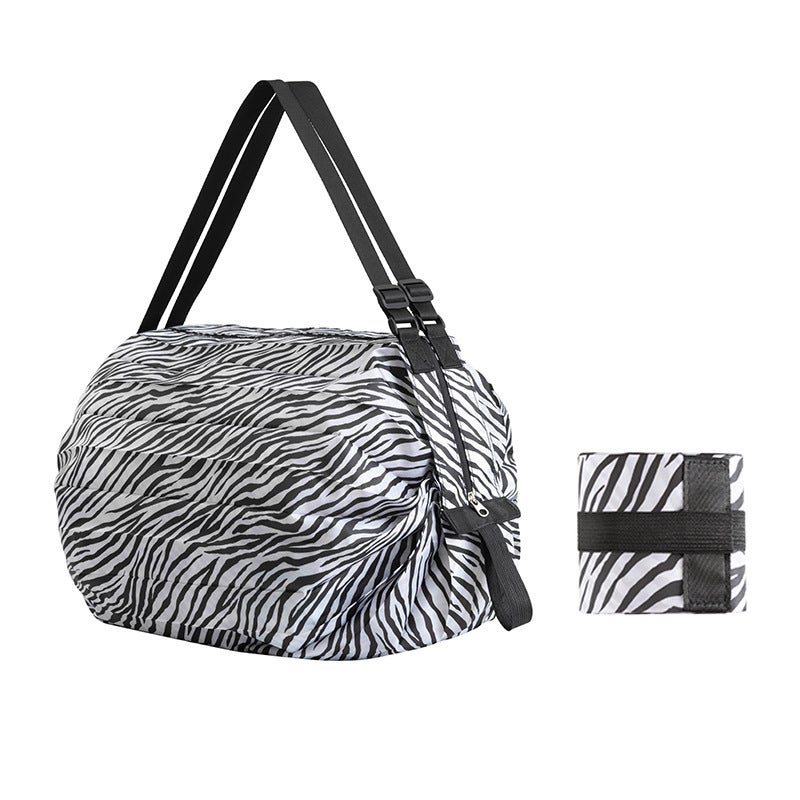TikTok Explosive Shopping Bag Foreign Trade Export Italy Large Capacity Foldable Bag Shoulder Handbag Shopping Bag Zebra Pattern 