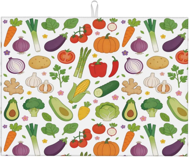 Vodbne Colorful Floral Dish Drying Mat, for Kitchen Counter Microfiber Absorbent, Floral Dish Draining Reusable Washable Extra Large 18"x24" - Image 1