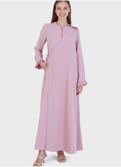 Crew Neck Zip Detail Abaya