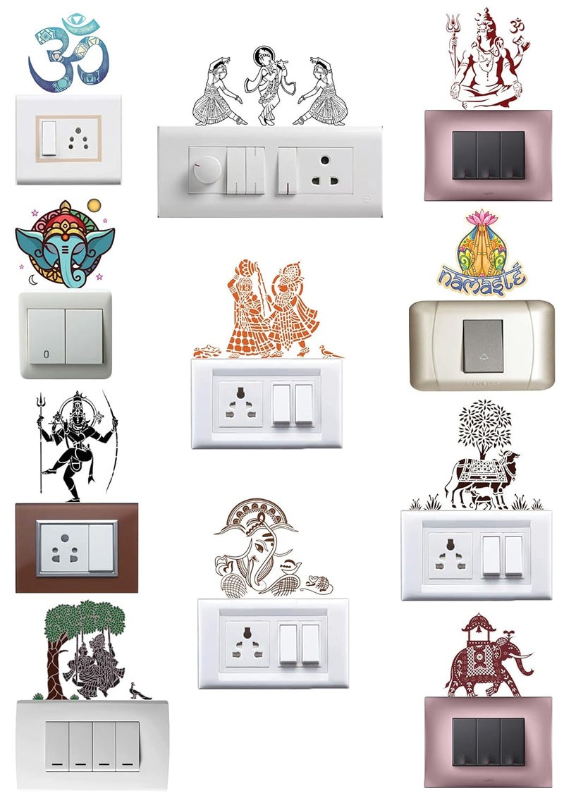 WallDesign Vinyl God Series Switchboard Sticker (Multicolour) Set Of 12, Self-Adhesive, Wall, 508 Mm) - Image 1