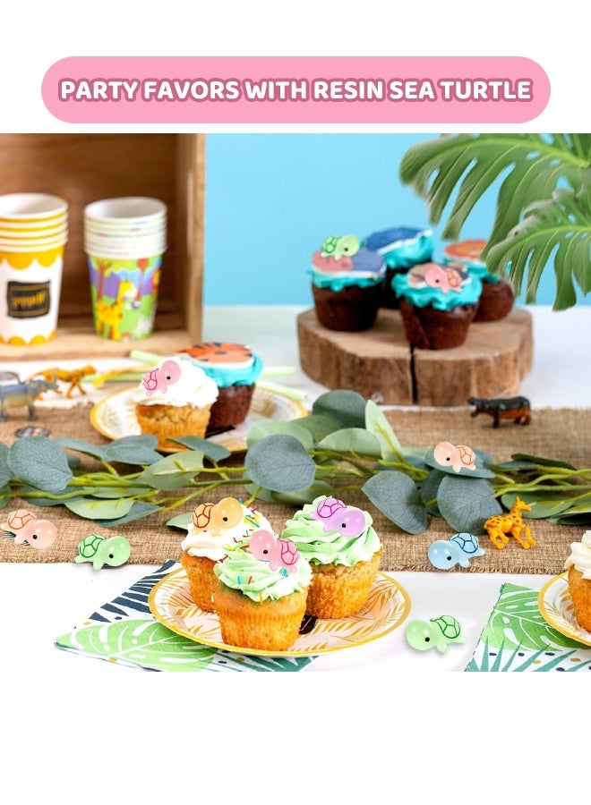 60 Pcs Luminous Tiny Resin Turtles, 6 Colors, Mini Sea Turtle Glow in The Dark, Turtle Miniature Ornaments for Miniature Decoration, Garden Aquarium Potted, Garden Dollhouse, Cake Decoration, DIY Slime Kit, Craft Charms Party Toys - Image 4