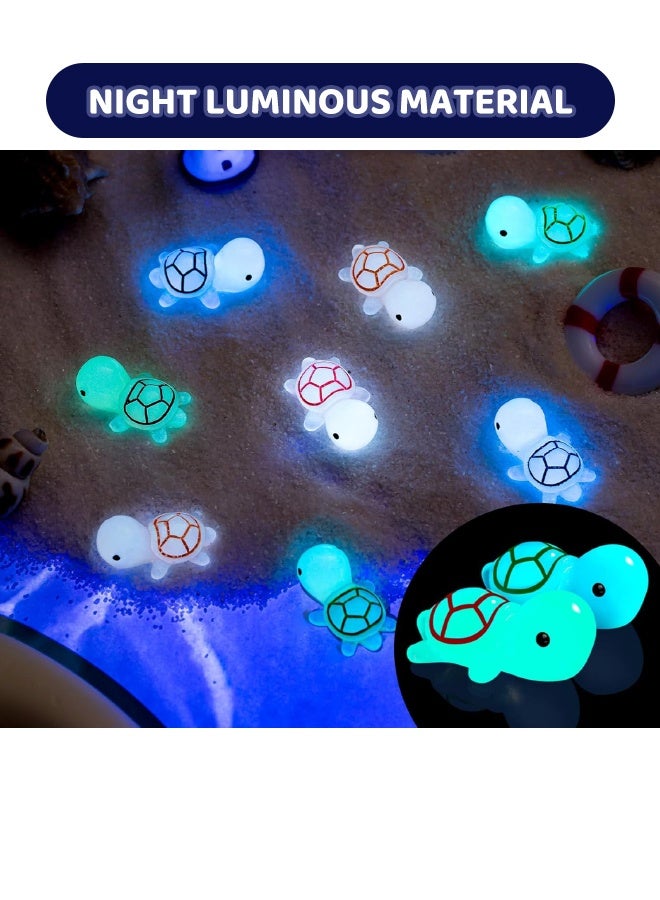 60 Pcs Luminous Tiny Resin Turtles, 6 Colors, Mini Sea Turtle Glow in The Dark, Turtle Miniature Ornaments for Miniature Decoration, Garden Aquarium Potted, Garden Dollhouse, Cake Decoration, DIY Slime Kit, Craft Charms Party Toys - Image 5