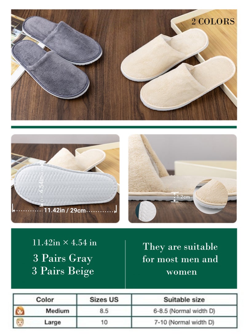 أروى 6 أزواج سبا النعال عدم الانزلاق المتاح النعال ، متعدد الألوان القطن النعال للضيف قابل للغسل قابلة لإعادة الاستخدام - Image 5