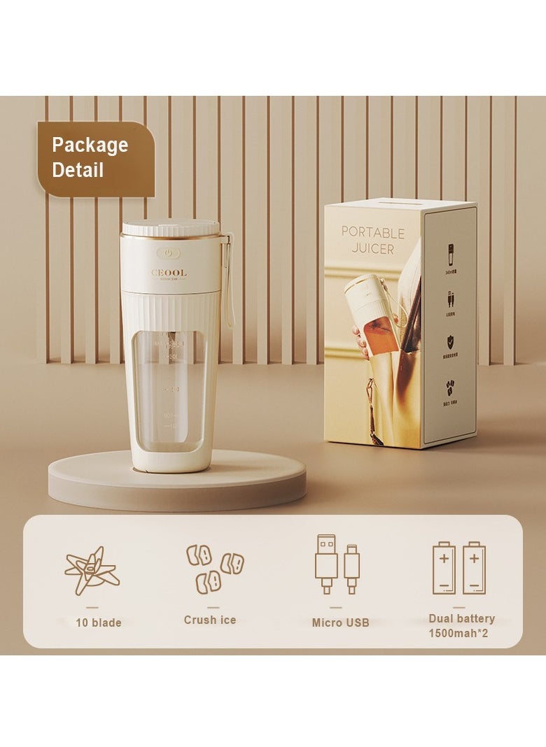 miss ceool - Portable Mini Juicer for Smoothies and Shakes 340ml Capacity 10-Blade Design USB Rechargeable with Detachable Straw - Image 1