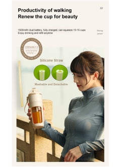 ميس كيوول عصارة صغيرة محمولة للعصائر والمخفوقات سعة 340 مل، تصميم 10 شفرات، قابلة لإعادة الشحن عبر USB مع شفاطة قابلة للفصل  - Image 3