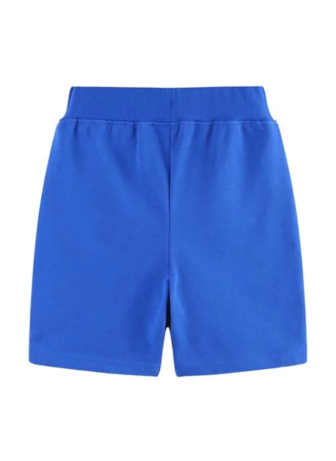 YUNIQEE Blue Regular Fit Mid Rise Solid Shorts