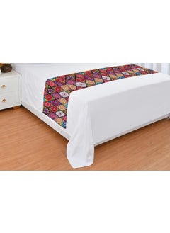 BLUEDOT BLUEDOT Premium Velvet Quilted Set of Bed Runner 16 x 96 inches and 2 Cushion Covers 16 x 16 inches Combo Set Green Rajasthani Sajja  - Image 3