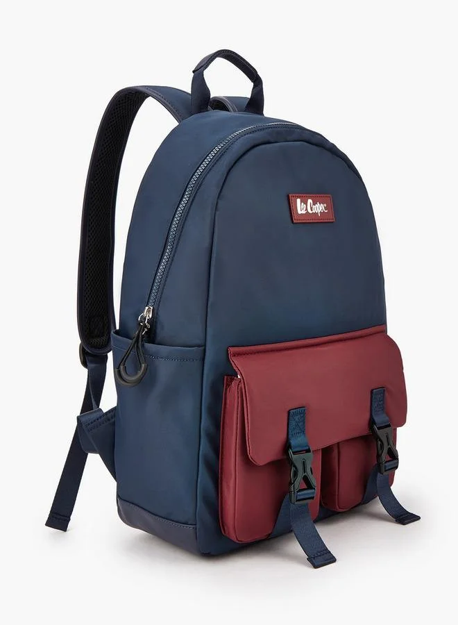 Lee Cooper NAVY Solid Textile Backpack With Adjustable Straps for Women | Best Price UAE