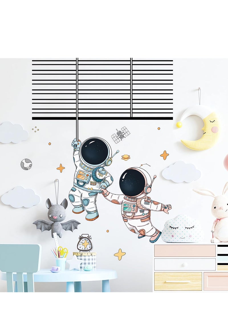 Excefore ملصقات جدارية رائد الفضاء طيران فضائي ملصقات كونية اصنعها بنفسك قابلة للإزالة ديكور فني كبير قابل للتقشير واللصق للأطفال والرضع وغرفة المعيشة وغرفة النوم والأريكة وخلفيات التلفاز - Image 2