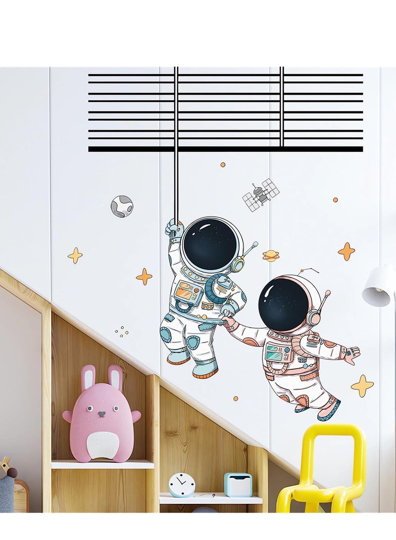 Excefore ملصقات جدارية رائد الفضاء طيران فضائي ملصقات كونية اصنعها بنفسك قابلة للإزالة ديكور فني كبير قابل للتقشير واللصق للأطفال والرضع وغرفة المعيشة وغرفة النوم والأريكة وخلفيات التلفاز - Image 4