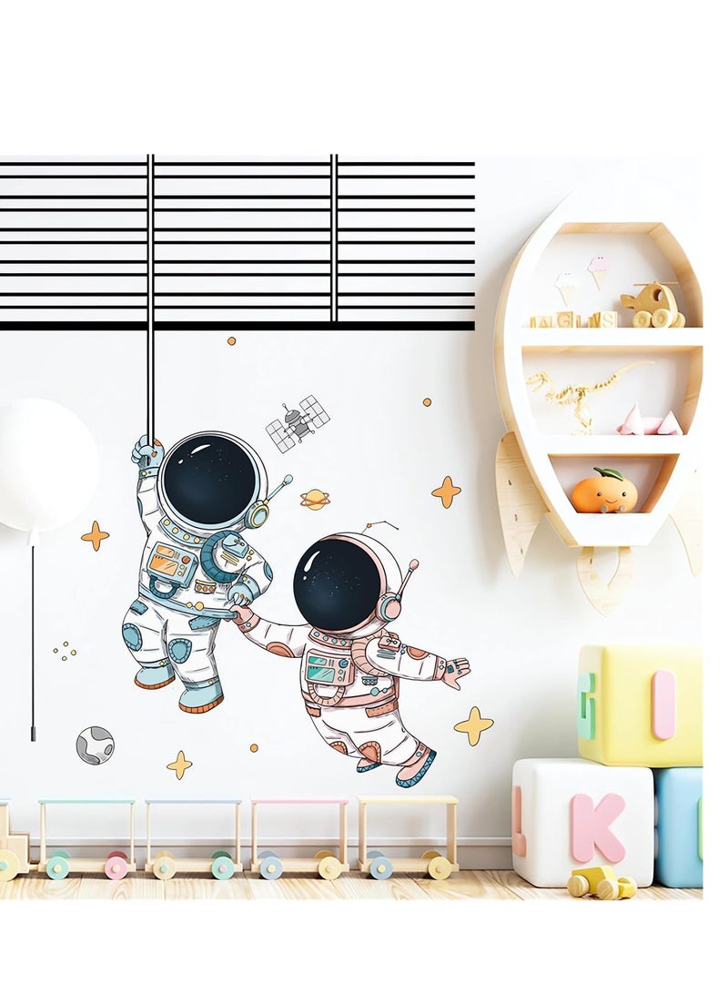 Excefore ملصقات جدارية رائد الفضاء طيران فضائي ملصقات كونية اصنعها بنفسك قابلة للإزالة ديكور فني كبير قابل للتقشير واللصق للأطفال والرضع وغرفة المعيشة وغرفة النوم والأريكة وخلفيات التلفاز - Image 1