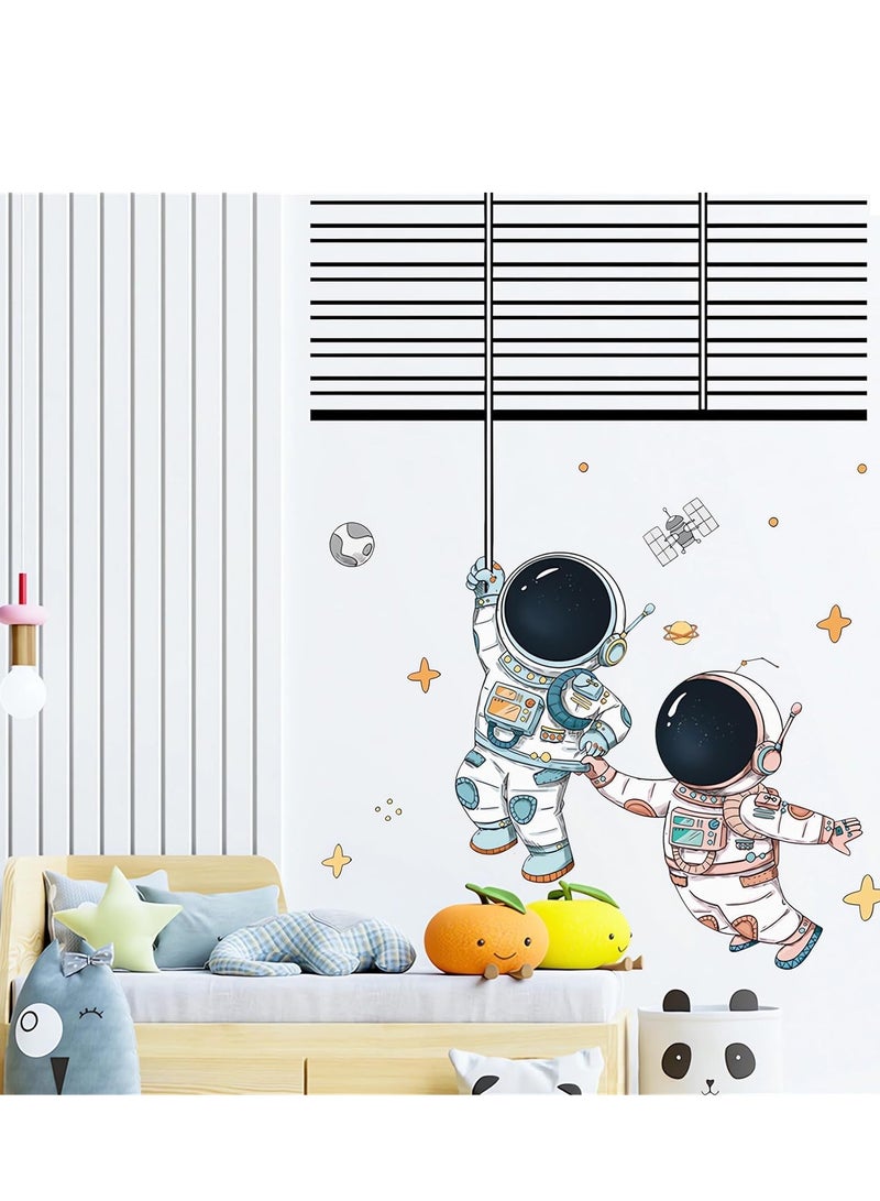Excefore ملصقات جدارية رائد الفضاء طيران فضائي ملصقات كونية اصنعها بنفسك قابلة للإزالة ديكور فني كبير قابل للتقشير واللصق للأطفال والرضع وغرفة المعيشة وغرفة النوم والأريكة وخلفيات التلفاز - Image 3