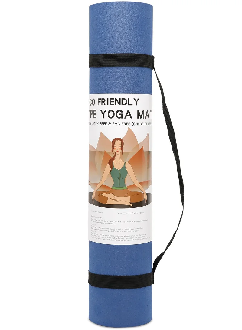 Mahmir Dark Blue + Light Blue Yoga Mat Anti-Slip Exercise Mat With Carrying Bag Fitness Mat For Pilates 183Cm*61Cm*6Mm Thickness For Woman Man Beginners (Dark Blue + Light Blue)  | Best Price UAE