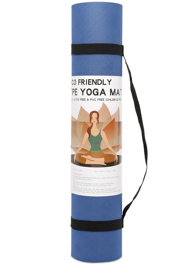 MahMir - Yoga Mat Anti-Slip Exercise Mat With Carrying Bag Fitness Mat For Pilates 183Cm*61Cm*6Mm Thickness For Woman Man Beginners (Dark Blue + Light Blue) - Image 1