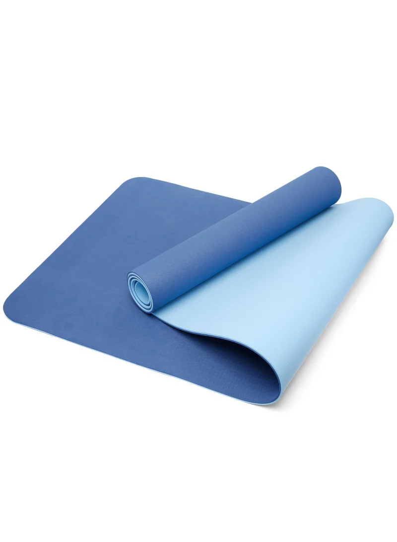 Mahmir Dark Blue + Light Blue Yoga Mat Anti-Slip Exercise Mat With Carrying Bag Fitness Mat For Pilates 183Cm*61Cm*6Mm Thickness For Woman Man Beginners (Dark Blue + Light Blue)  | Best Price UAE