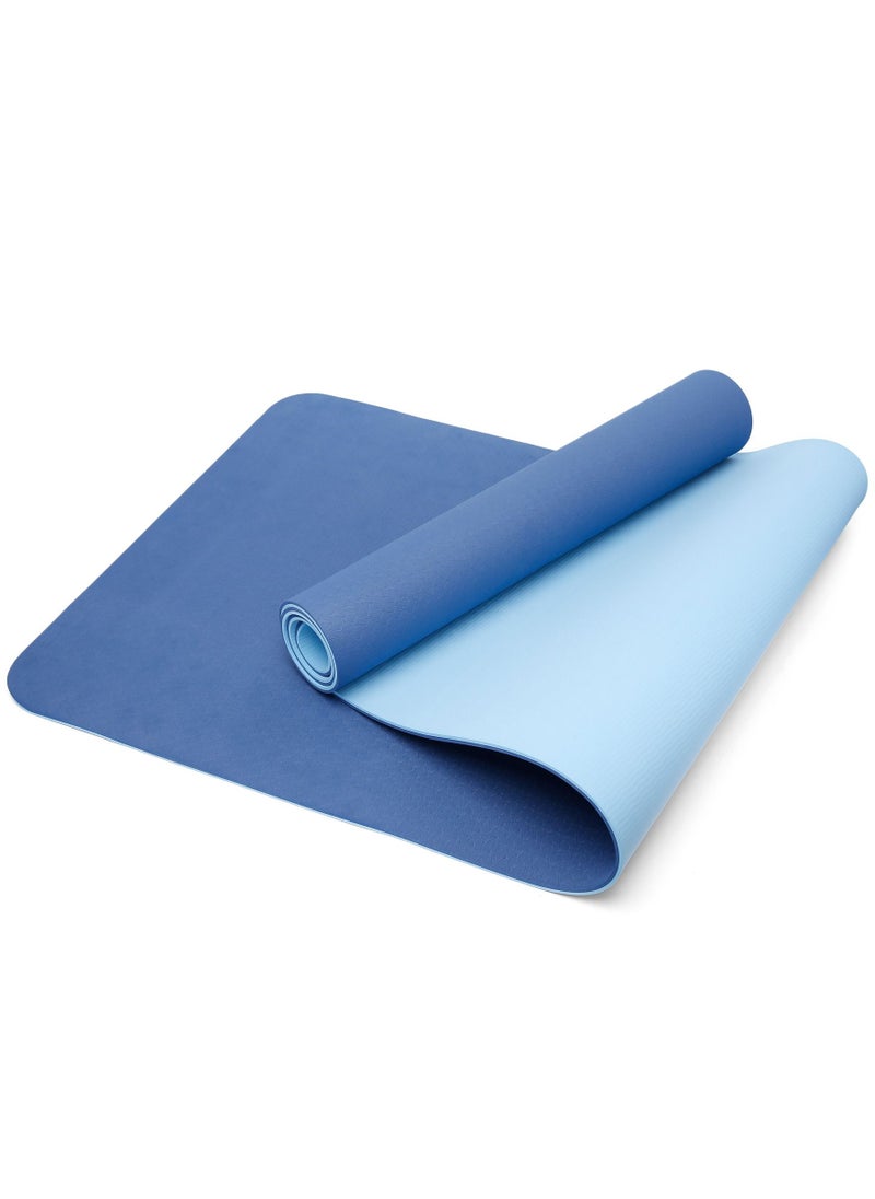 MahMir - Yoga Mat Anti-Slip Exercise Mat With Carrying Bag Fitness Mat For Pilates 183Cm*61Cm*6Mm Thickness For Woman Man Beginners (Dark Blue + Light Blue) - Image 1