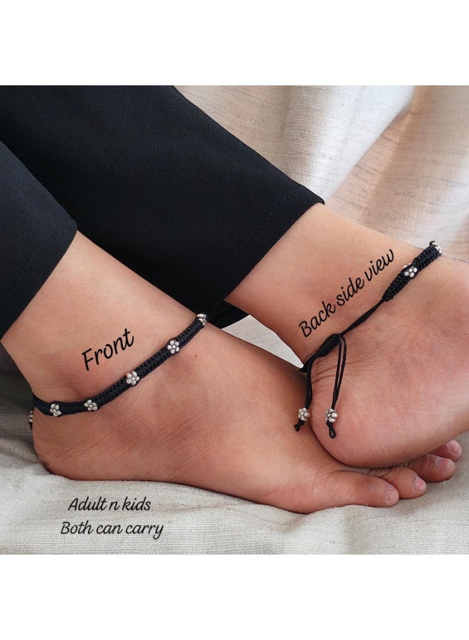 بريتي بريشس خلخال كلاسيكي مطلي بالفضة المؤكسدة للنساء والبنات | مجوهرات تقليدية | ستايل بوهو عصري - Image 1