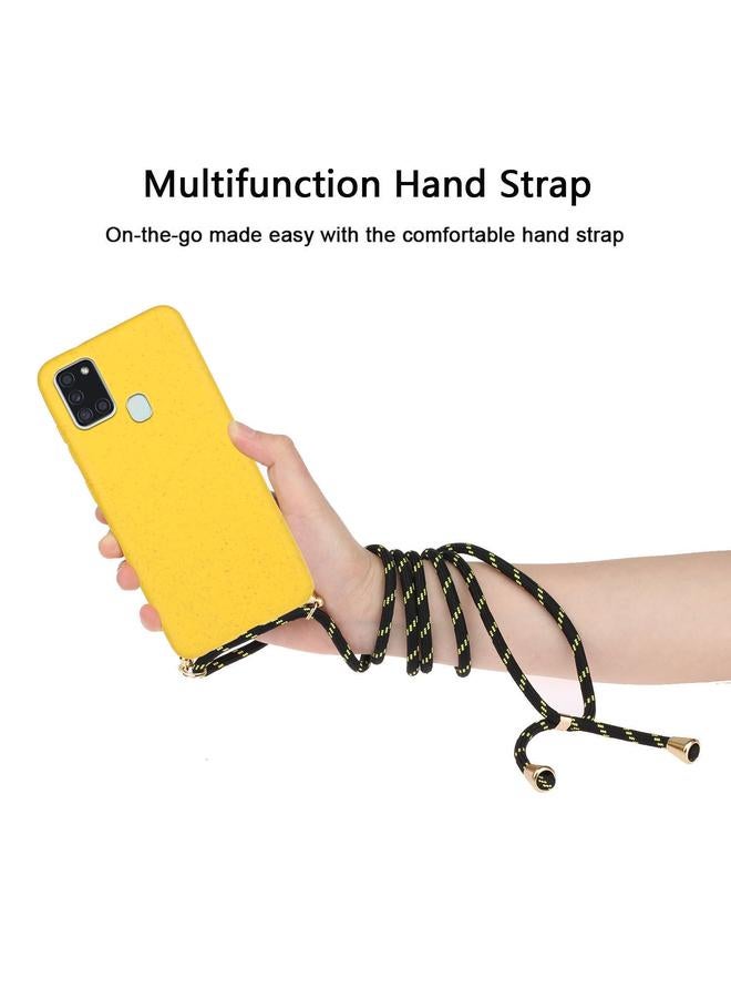 S-TOP Case For Samsung Galaxy A21s Wheat Straw Material + TPU Protective Case with Lanyard - Image 3