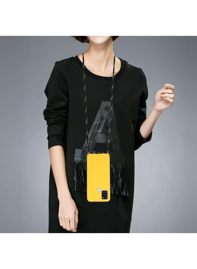 S-TOP Case For Samsung Galaxy A21s Wheat Straw Material + TPU Protective Case with Lanyard - Image 4