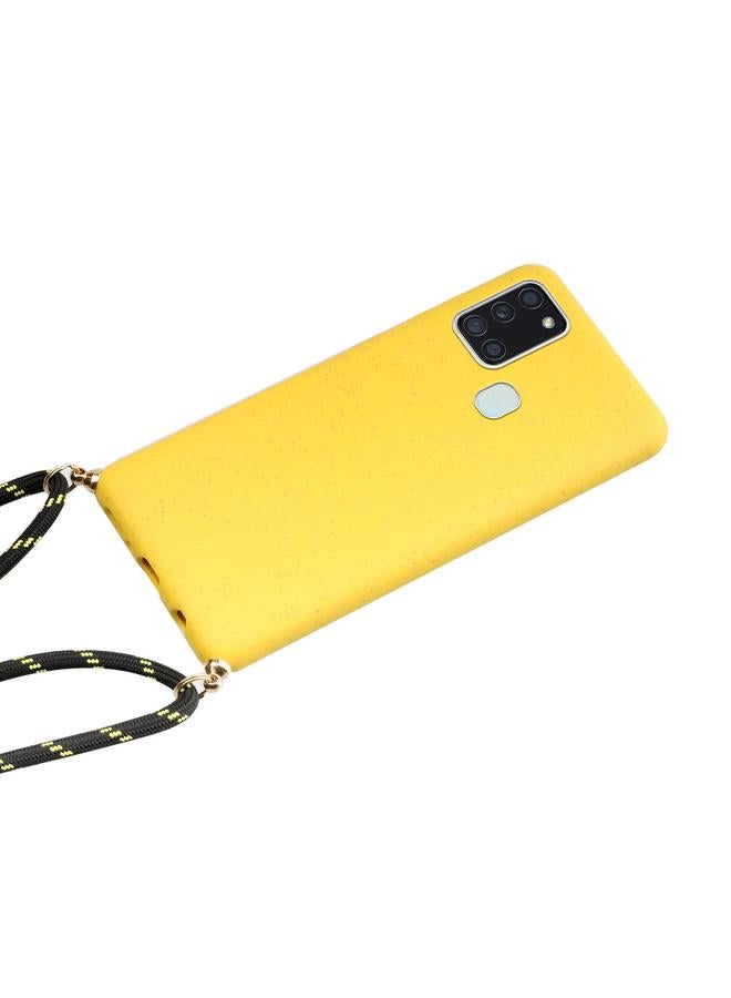 S-TOP Case For Samsung Galaxy A21s Wheat Straw Material + TPU Protective Case with Lanyard - Image 2