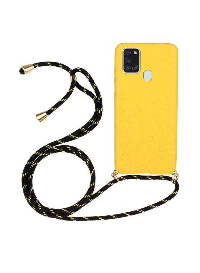 S-TOP Case For Samsung Galaxy A21s Wheat Straw Material + TPU Protective Case with Lanyard - Image 1