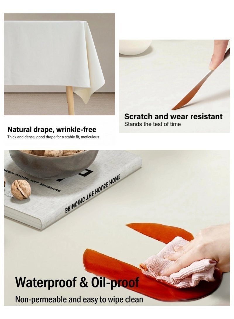 Lambskin textured tablecloth 140*200CM waterproof tablecloth wrinkle-resistant tablecloth restaurant waterproof and oil-proof table cover - Image 5