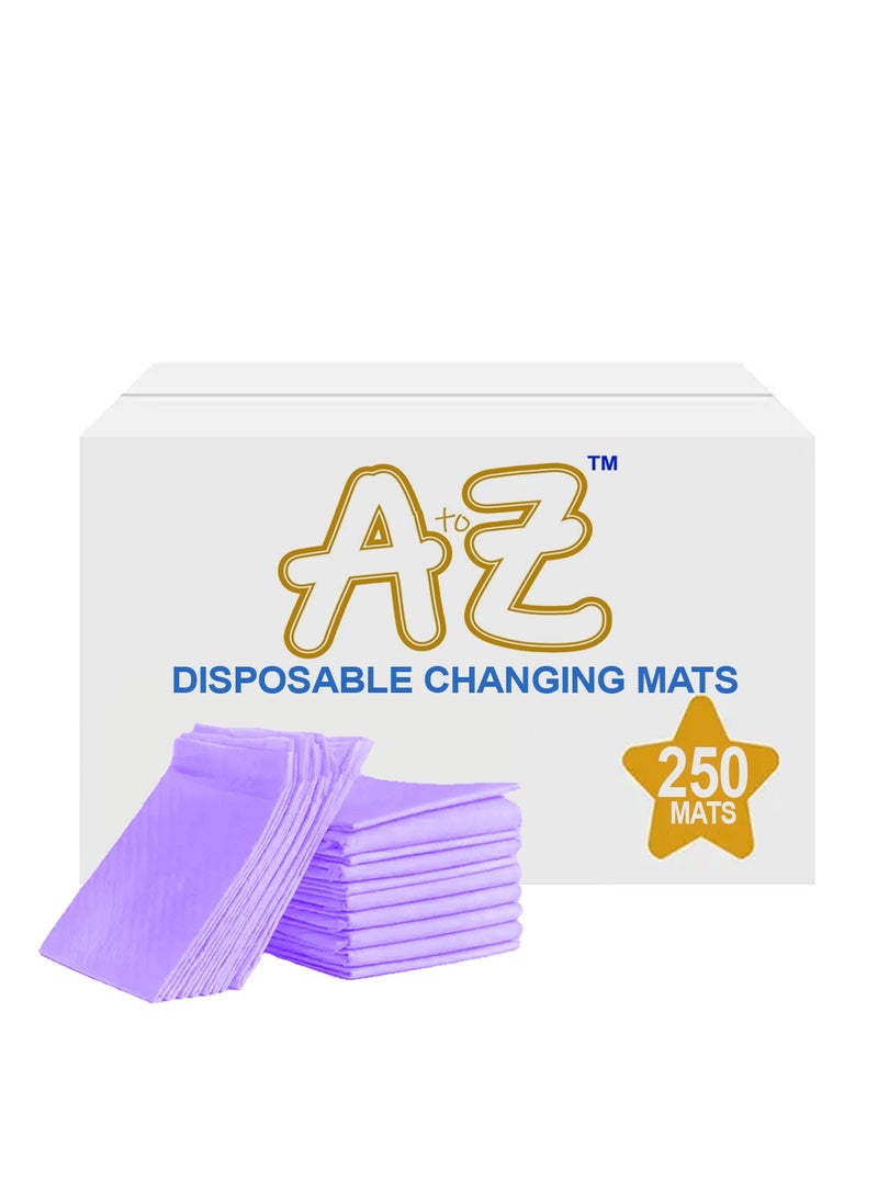 A TO Z A to Z - Disposable Changing Mat size (45cm x 60cm) Large- Premium Quality for Baby Soft Ultra Absorbent Waterproof - Pack of 250-Lavender  - Image 1
