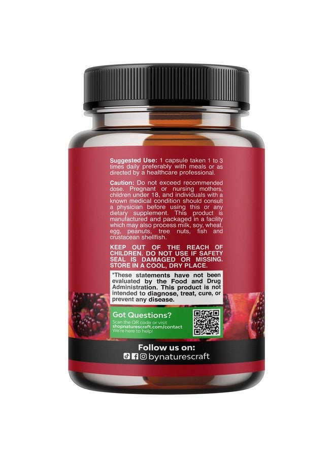Natures Craft Advanced Antioxidant Superfood Pomegranate Supplement - Natural Pomegranate Extract Polyphenols Supplement for Heart Health and Joint Support - Reds Superfood Powder Capsules for Men and Women 120ct - Image 1