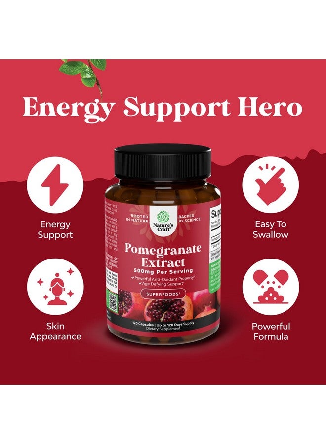 Natures Craft Advanced Antioxidant Superfood Pomegranate Supplement - Natural Pomegranate Extract Polyphenols Supplement for Heart Health and Joint Support - Reds Superfood Powder Capsules for Men and Women 120ct - Image 3