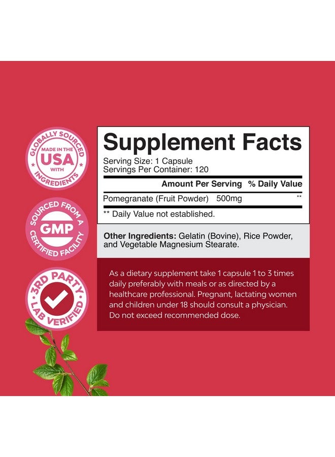 Natures Craft Advanced Antioxidant Superfood Pomegranate Supplement - Natural Pomegranate Extract Polyphenols Supplement for Heart Health and Joint Support - Reds Superfood Powder Capsules for Men and Women 120ct - Image 2