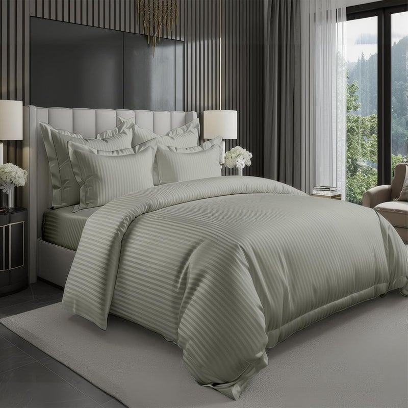MOONCEE 6Pcs Bed Sheet King Size Set With Duvet Cover 220x240 Microfiber Bed Sheets Bedding Set Includes 1 Fitted Sheet, 1 Quilt Cover & 4 Pillows Cases (Grey, 6Pcs Duvet Cover Set- King) - Image 1