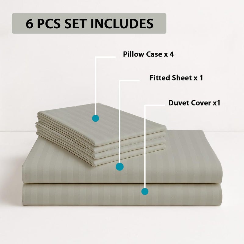 MOONCEE 6Pcs Bed Sheet King Size Set With Duvet Cover 220x240 Microfiber Bed Sheets Bedding Set Includes 1 Fitted Sheet, 1 Quilt Cover & 4 Pillows Cases (Grey, 6Pcs Duvet Cover Set- King) - Image 5