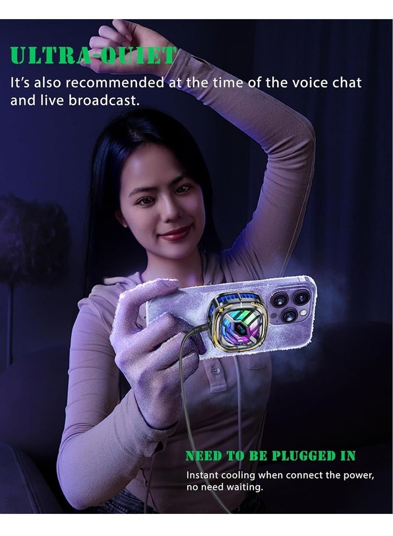 Magnetic Cell Phone Cooler, RGB Phone Cooling Fan Portable Lightweight Mobile Phone Cooling Fan, Phone Radiator with Temperature Display for Mobile Gaming,Tiktok Live Streaming - Image 5