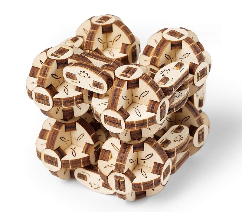 UGEARS FlexiCubus Brainteaser 3D Mechanical Model Wooden Puzzle Ideal Gift for Adults and Teens - Image 1