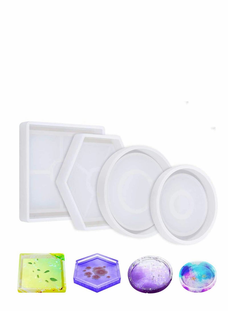 Excefore 4 Pack Wave Agate Coaster Resin Casting Mould Silicone Making Epoxy Mould Clay Coaster Epoxy Resin Mould for Home Decoration Craft DIY - Image 1