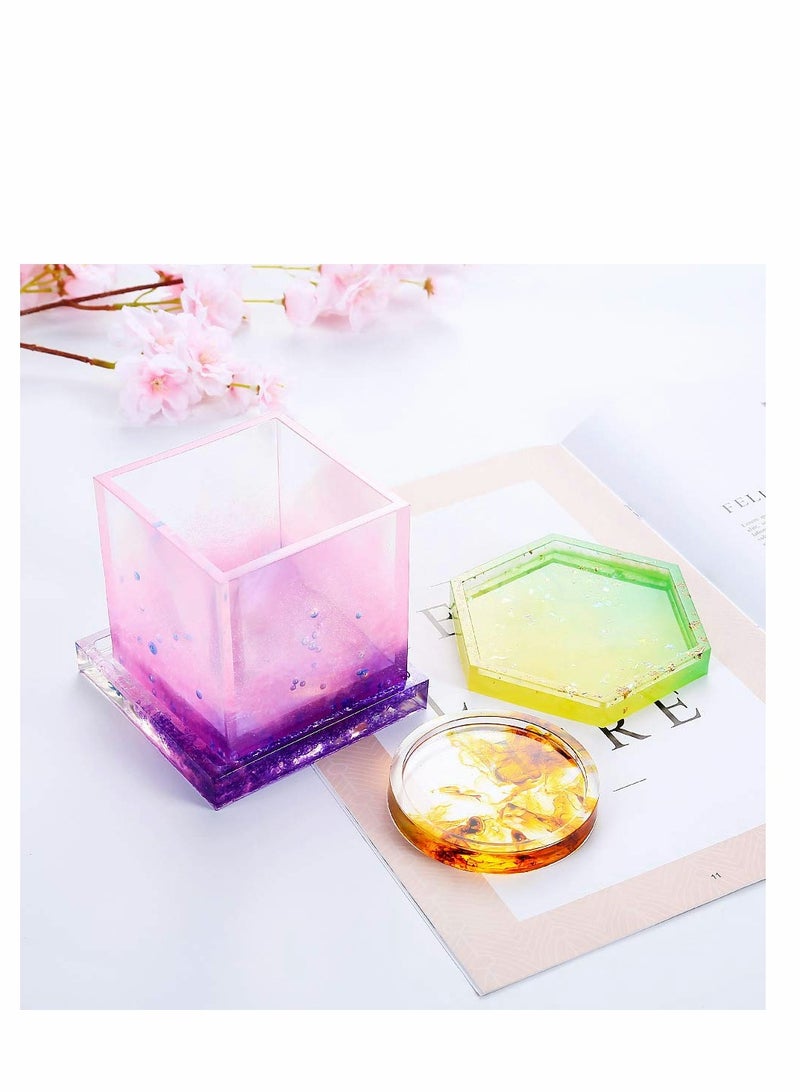 Excefore 4 Pack Wave Agate Coaster Resin Casting Mould Silicone Making Epoxy Mould Clay Coaster Epoxy Resin Mould for Home Decoration Craft DIY - Image 2