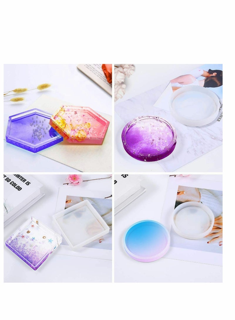 Excefore 4 Pack Wave Agate Coaster Resin Casting Mould Silicone Making Epoxy Mould Clay Coaster Epoxy Resin Mould for Home Decoration Craft DIY - Image 4