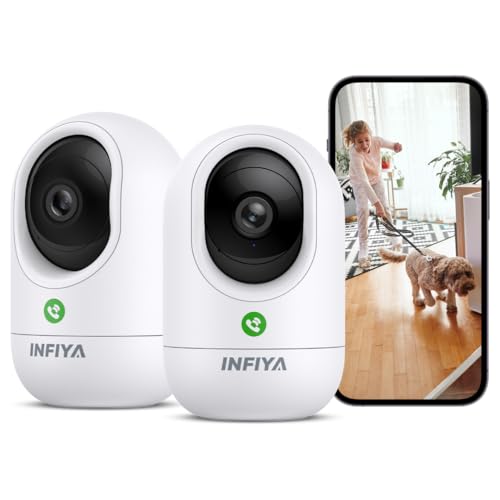 INFIYA 2K Indoor CameraOneTouch Call BabyElderly Monitor Pet Camera 360 PTZ Intelligent Tracking for Home Security Compatible with AlexaGoogle Home24GHz WiFi Only K7 2P - Image 1