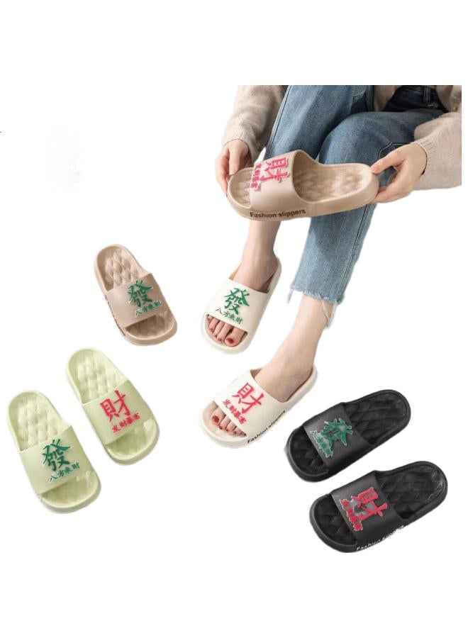 Iqgd Slippers For Men And Women, Soft-Soled Floor Slippers, Non-Slip Bathroom Slippers For Couples, Home Use, 1819F Black, Size 36-37 - Image 1