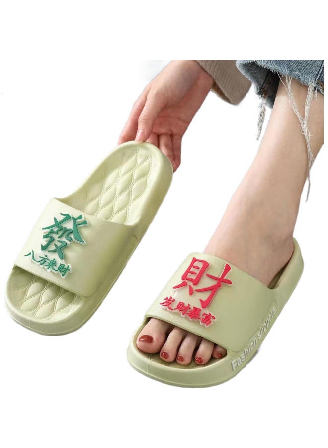 Iqgd Slippers For Men And Women, Soft-Soled Floor Slippers, Non-Slip Bathroom Slippers For Couples, Home Use, 1819F Black, Size 36-37 - Image 2