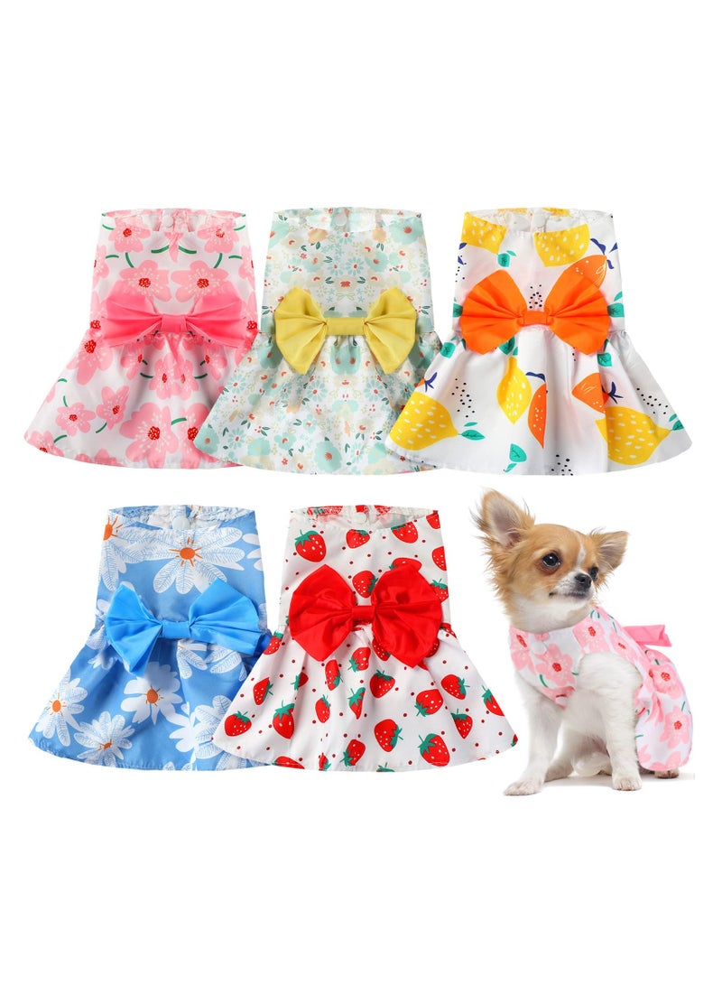 SYOSI Dog Dresses For Small Dogs Floral Skirt Princess Dress Puppy Clothes With Floral Bow Tie Summer Outfits Pet Skirt (5 Styles Small)  - Image 1