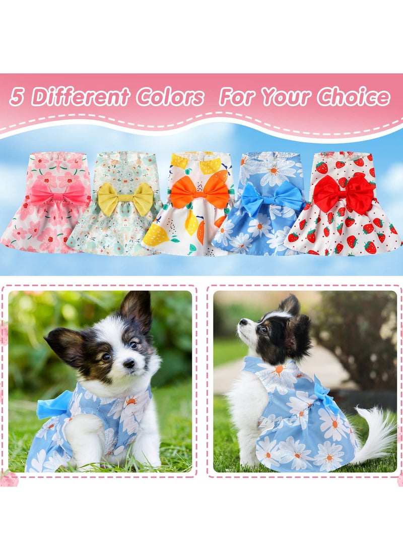 SYOSI Dog Dresses For Small Dogs Floral Skirt Princess Dress Puppy Clothes With Floral Bow Tie Summer Outfits Pet Skirt (5 Styles Small)  - Image 4