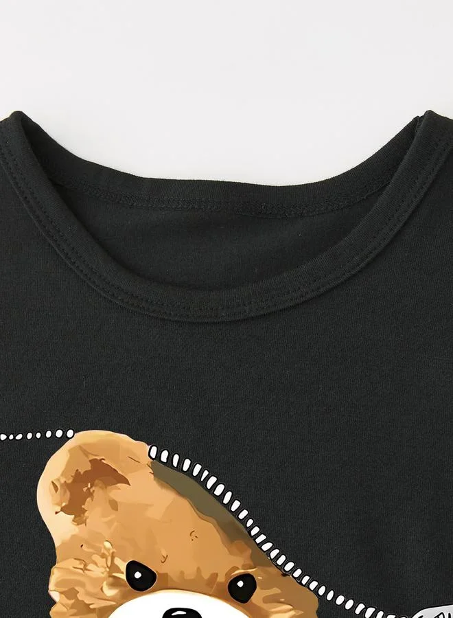Take Two Take Two Boys Bear Graphic Print Round Neck T-Shirt