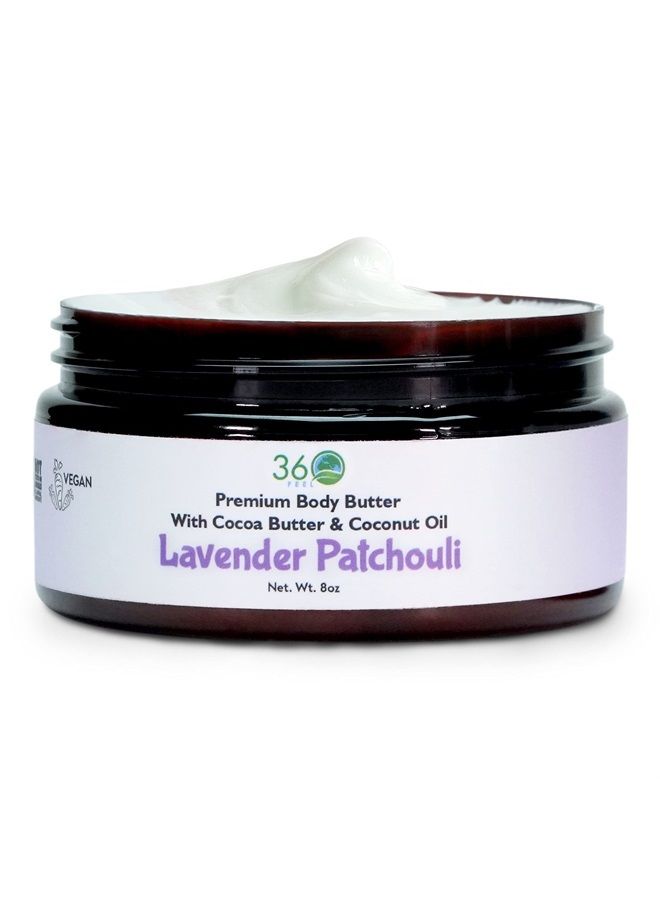 360Feel Lavender Patchouli Body Butter - Nourishing Moisturizer with Cocoa & Shea Butter - Coconut & Jojoba Oil - Plant-based Sensitive Skin Cream with Natural Ingredients - Image 1
