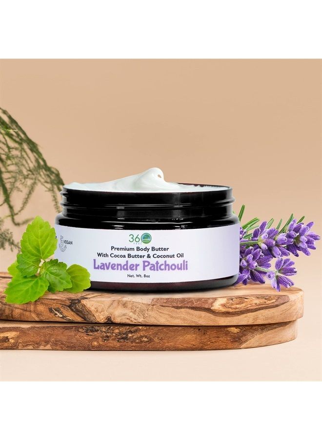 360Feel Lavender Patchouli Body Butter - Nourishing Moisturizer with Cocoa & Shea Butter - Coconut & Jojoba Oil - Plant-based Sensitive Skin Cream with Natural Ingredients - Image 2
