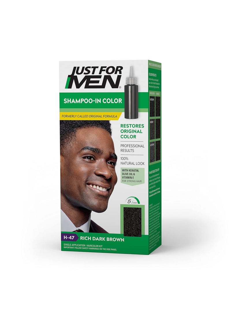 Just For Men Just For Men ShampooIn Color Formerly Original Formula Mens Hair Color with Keratin and Vitamin E for Stronger Hair  Rich Dark Brown H47 Pack of 1 