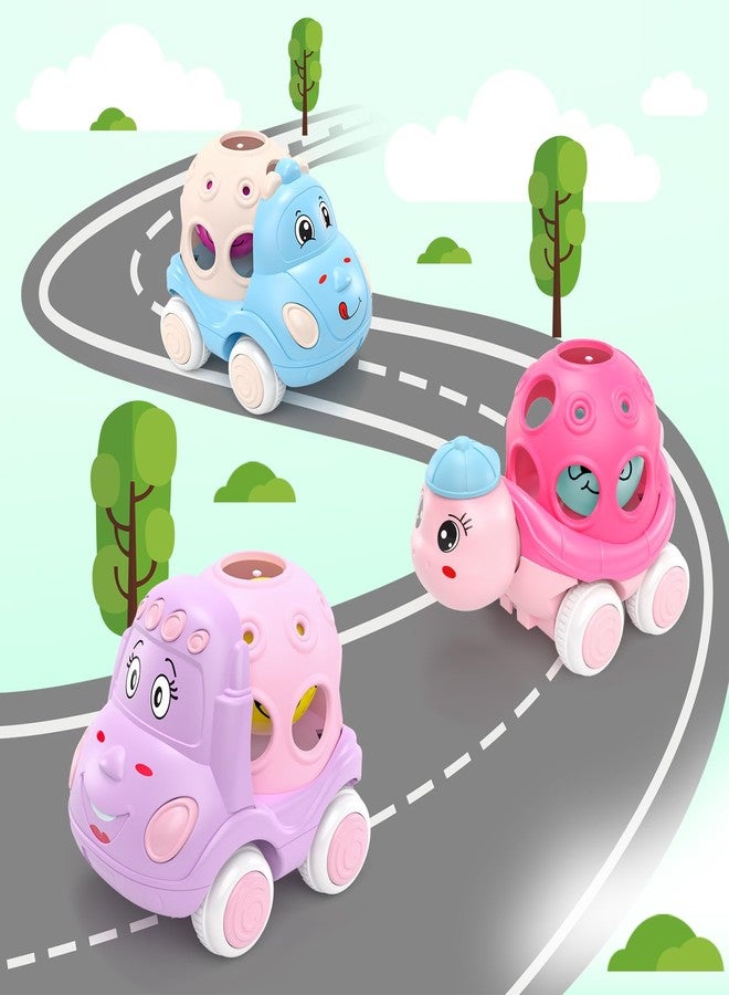 BeAndge Baby Girl Toys Gifts for 1 2 Year Old Girls, Pink Cars for Babies 6-12 12-18 Months, Push and Go Trucks for Toddlers, Soft Rattle and Roll Toys for One & 1+ Infants First Birthday Gift - Image 2