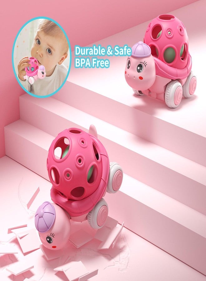 BeAndge Baby Girl Toys Gifts for 1 2 Year Old Girls, Pink Cars for Babies 6-12 12-18 Months, Push and Go Trucks for Toddlers, Soft Rattle and Roll Toys for One & 1+ Infants First Birthday Gift - Image 5