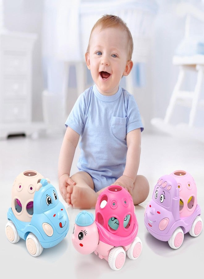 BeAndge Baby Girl Toys Gifts for 1 2 Year Old Girls, Pink Cars for Babies 6-12 12-18 Months, Push and Go Trucks for Toddlers, Soft Rattle and Roll Toys for One & 1+ Infants First Birthday Gift - Image 3