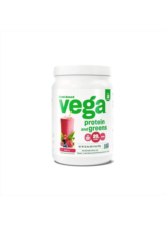 Vega Protein and Greens Protein Powder, Berry - 20g Plant Based Protein Plus Veggies, Vegan, Non GMO, Pea Protein for Women and Men, 1.2 lbs (Packaging May Vary)  - Image 1
